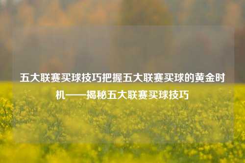 五大联赛买球技巧把握五大联赛买球的黄金时机——揭秘五大联赛买球技巧