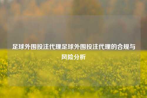 足球外围投注代理足球外围投注代理的合规与风险分析