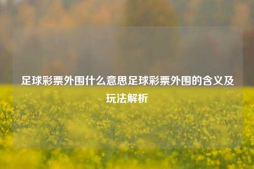 足球彩票外围什么意思足球彩票外围的含义及玩法解析