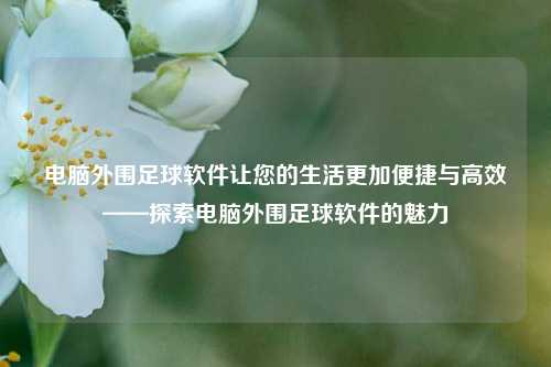 电脑外围足球软件让您的生活更加便捷与高效——探索电脑外围足球软件的魅力