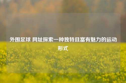 外围足球 网址探索一种独特且富有魅力的运动形式