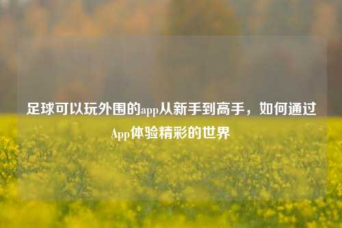 足球可以玩外围的app从新手到高手，如何通过App体验精彩的世界