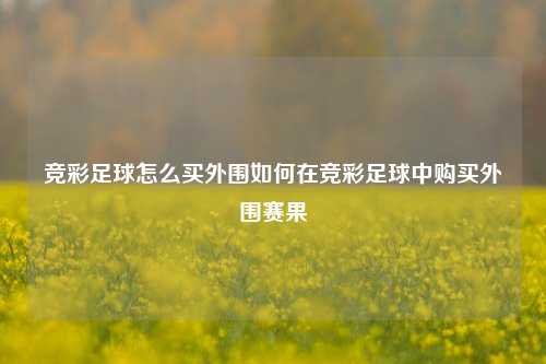 竞彩足球怎么买外围如何在竞彩足球中购买外围赛果