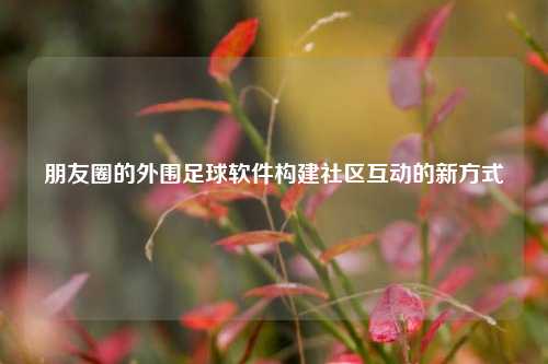 朋友圈的外围足球软件构建社区互动的新方式