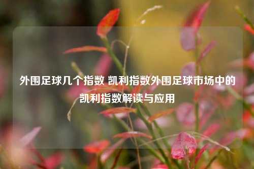 外围足球几个指数 凯利指数外围足球市场中的凯利指数解读与应用