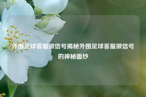 外围足球客服微信号揭秘外围足球客服微信号的神秘面纱